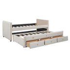Upholstered Daybed with Twin Size Trundle and Drawers