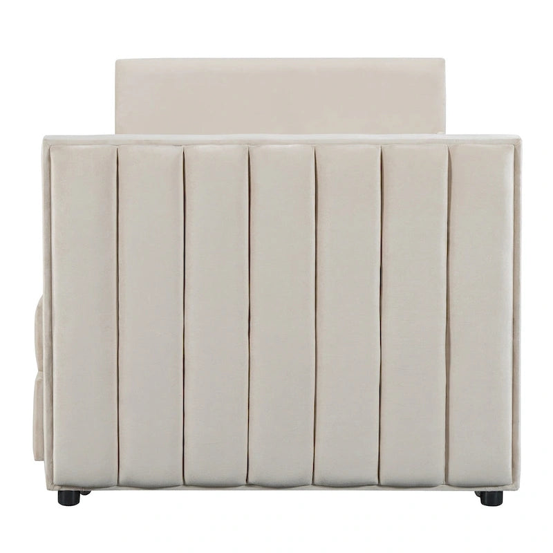 Upholstered Daybed with Twin Size Trundle and Drawers