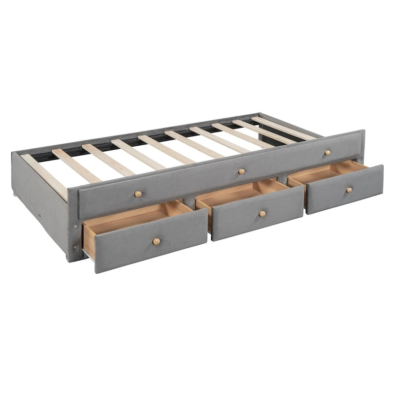 Upholstered Daybed with Twin Size Trundle and Drawers