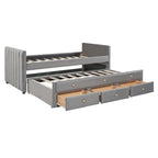 Upholstered Daybed with Twin Size Trundle and Drawers