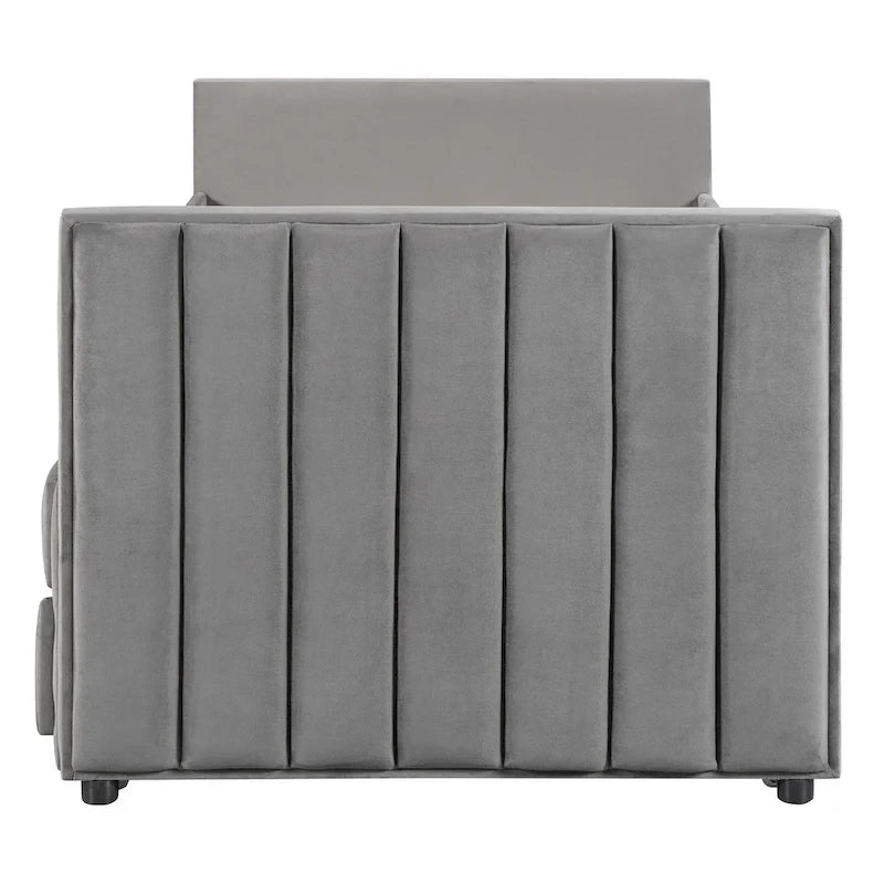 Upholstered Daybed with Twin Size Trundle and Drawers
