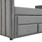 Upholstered Daybed with Twin Size Trundle and Drawers