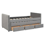Upholstered Daybed with Twin Size Trundle and Drawers