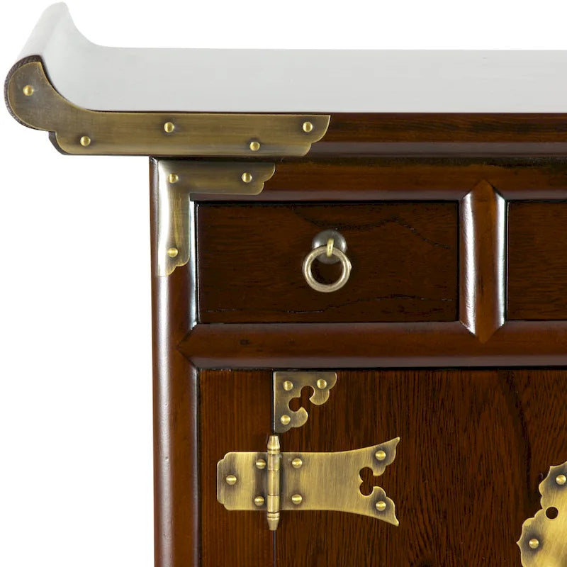 Handmade Korean Antique Style 3 Drawer End Table Cabinet