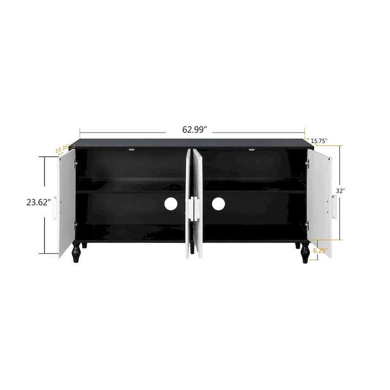 Großer facettierter, geschnitzter Schrank