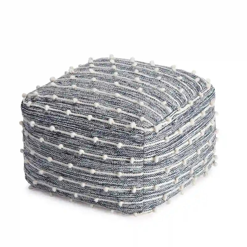 22-Inch Square Pouf Ottoman - Handmade Footrest for Living Room, Bedroom, Nursery & Kids Room