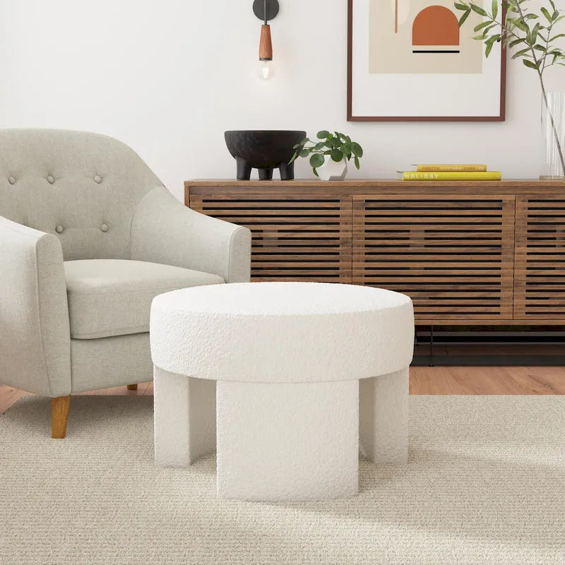 Modern Boucle Ottoman