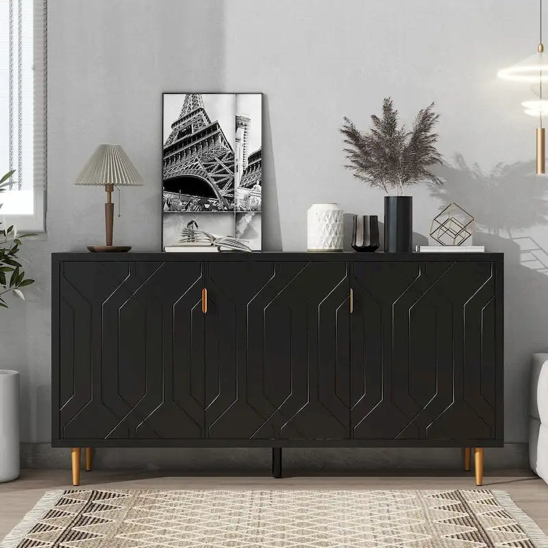 TV Stand for TVs up to 70 Inch with Adjustable Shelves and Storage Cabinet
