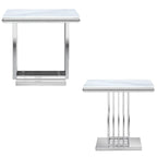 Silver and Glass End Table with 24-Inch Square Top and Stainless Steel Base
