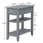 Narrow End Table with Drawer and Shelf - 11.22D x 23.62W x 24.02H