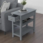 Narrow End Table with Drawer and Shelf - 11.22D x 23.62W x 24.02H