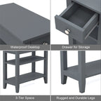 Narrow End Table with Drawer and Shelf - 11.22D x 23.62W x 24.02H