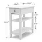 Narrow End Table with Drawer and Shelf - 11.22D x 23.62W x 24.02H