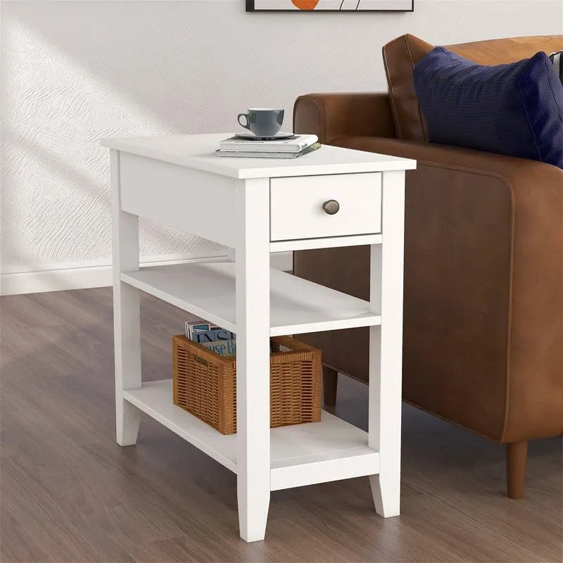 Narrow End Table with Drawer and Shelf - 11.22D x 23.62W x 24.02H