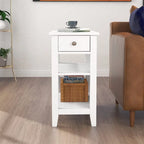 Narrow End Table with Drawer and Shelf - 11.22D x 23.62W x 24.02H