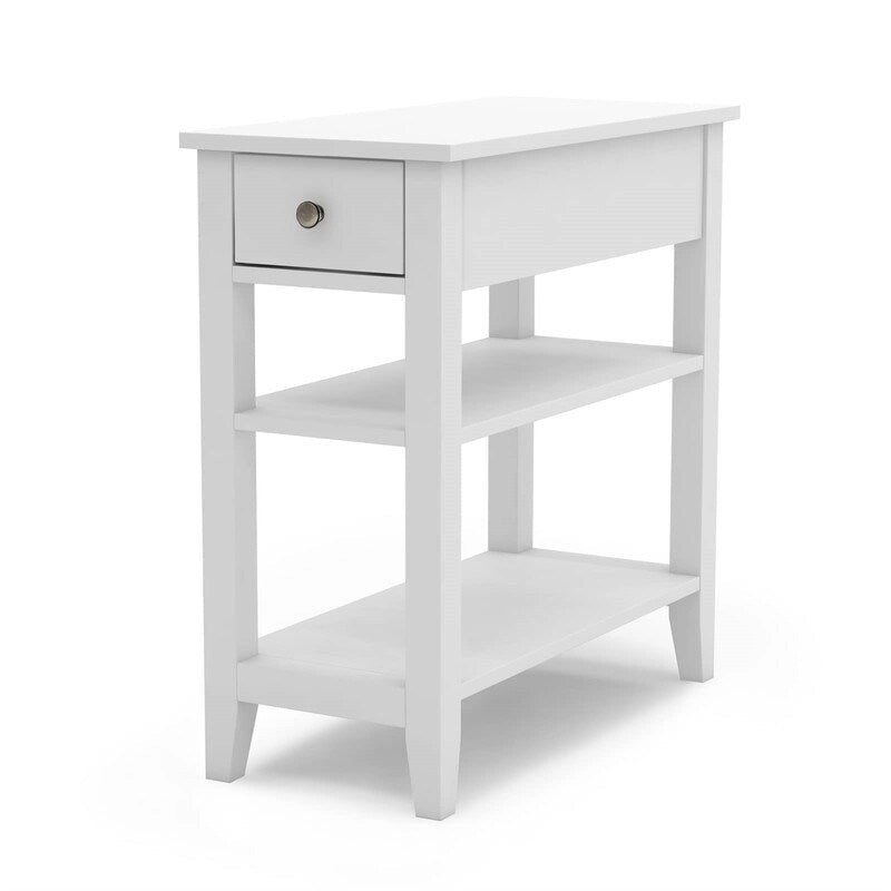 Narrow End Table with Drawer and Shelf - 11.22D x 23.62W x 24.02H