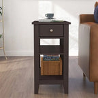 Narrow End Table with Drawer and Shelf - 11.22D x 23.62W x 24.02H