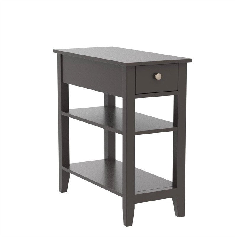 Narrow End Table with Drawer and Shelf - 11.22D x 23.62W x 24.02H