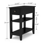 Narrow End Table with Drawer and Shelf - 11.22D x 23.62W x 24.02H