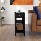 Narrow End Table with Drawer and Shelf - 11.22D x 23.62W x 24.02H