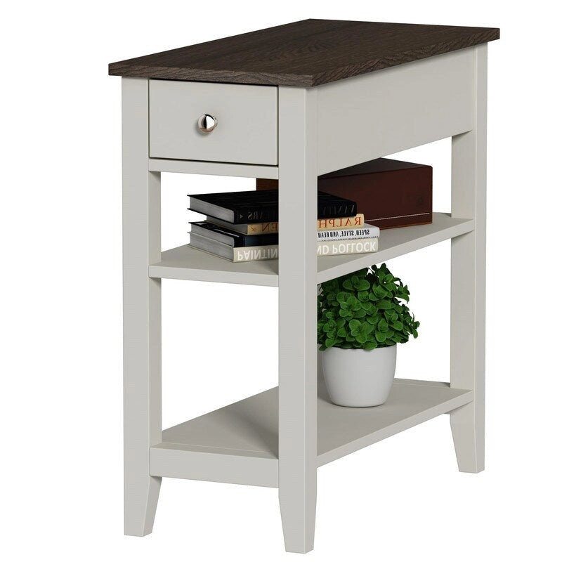 Narrow End Table with Drawer and Shelf - 11.22D x 23.62W x 24.02H
