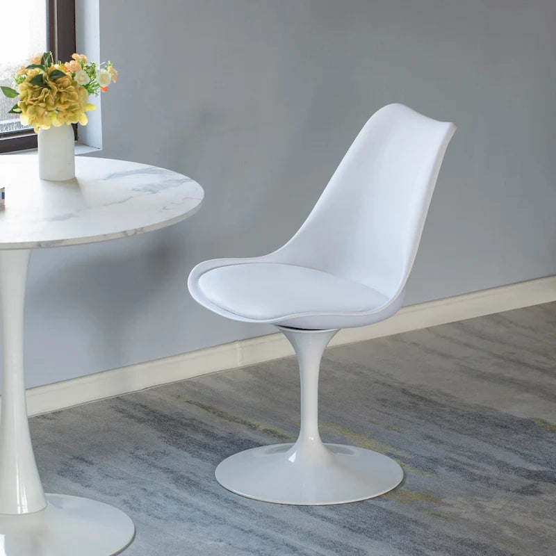Mid-Century Modern Swivel Side Chair with Cushioned Seat
