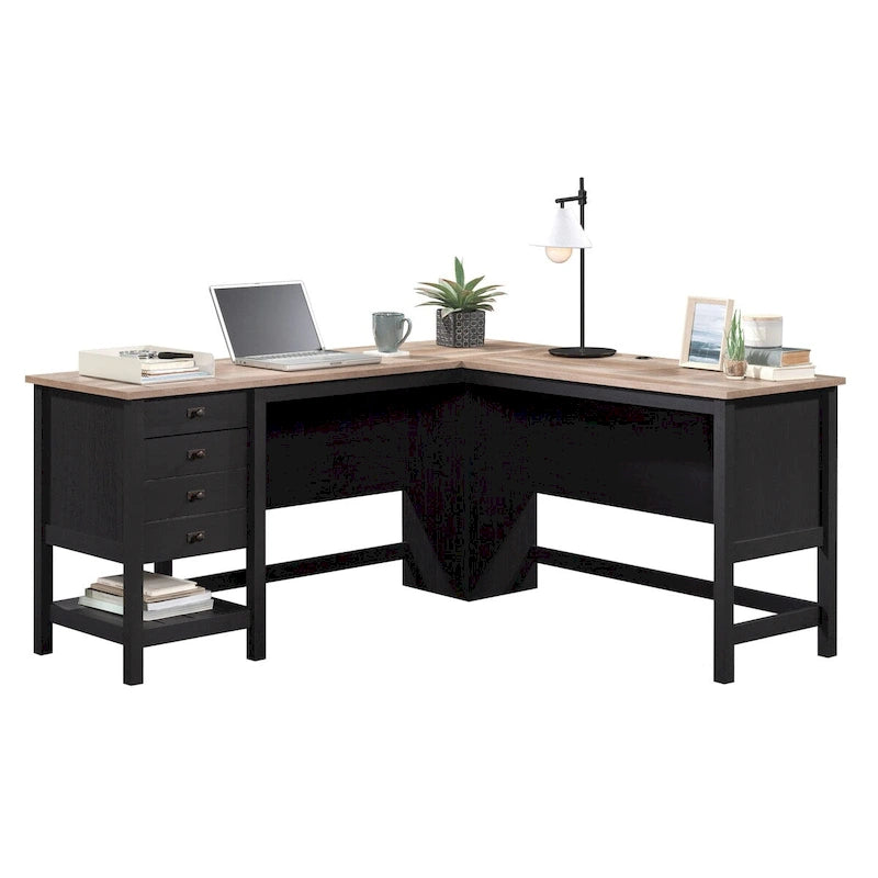 L-Shaped Home Office Desk with Drawers and Storage