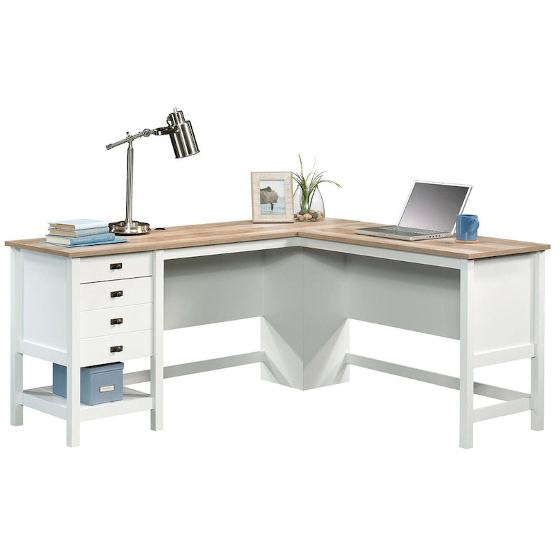 L-Shaped Home Office Desk with Drawers and Storage