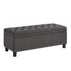 Banc ottoman de rangement capitonné avec boutons et pieds tournés - gris foncé