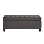 Banc ottoman de rangement capitonné avec boutons et pieds tournés - gris foncé