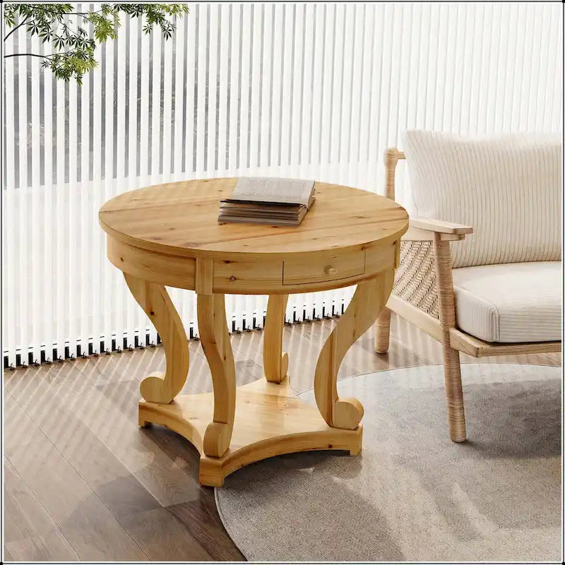 Curved Legs Farmhouse Round Dining Table