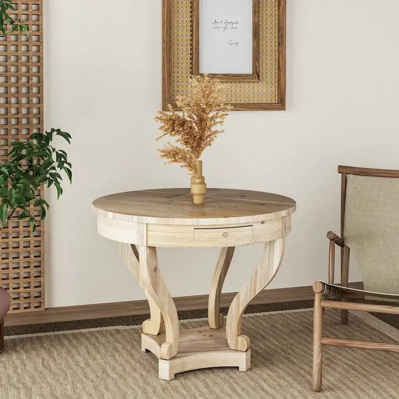Curved Legs Farmhouse Round Dining Table