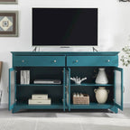 Sideboard Storage Cabinet with Fluted Glass Door and Adjustable Shelves