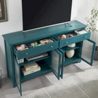 Sideboard Storage Cabinet with Fluted Glass Door and Adjustable Shelves