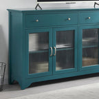 Sideboard Storage Cabinet with Fluted Glass Door and Adjustable Shelves