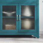 Sideboard Storage Cabinet with Fluted Glass Door and Adjustable Shelves