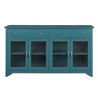 Sideboard Storage Cabinet with Fluted Glass Door and Adjustable Shelves