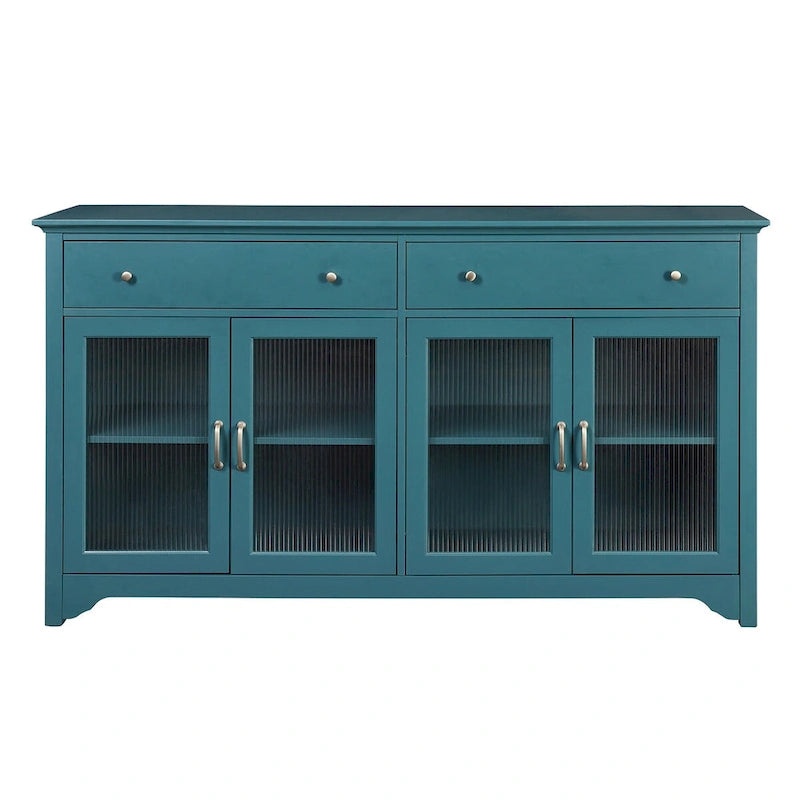Sideboard Storage Cabinet with Fluted Glass Door and Adjustable Shelves